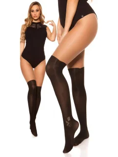 Dámske pančuchy nad kolená S85185 čierne - In-Stylefashion