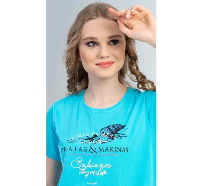 Dámská noční košile s krátkým rukávem model 17613386 - Vienetta Dámská noční košile s krátkým rukávem model 17613386 - Vienetta