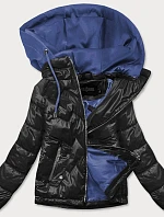 čierno / modrá dámska bunda s kapucňou (BH2003)