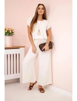 Viskózový set plisovaná blúzka + nohavice béžová Viskózový set plisovaná blúzka + nohavice béžová