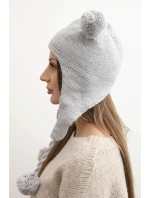 Dámská zimní čepice vlněná s ušanka šedá model 21753183 - K-Fashion Dámská zimní čepice vlněná s ušanka šedá model 21753183 - K-Fashion