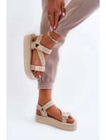 Dámské sandály na platformě Big Star model 21652658 béžové - Big Star Shoes Dámské sandály na platformě Big Star model 21652658 béžové - Big Star Shoes