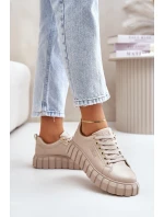 Ocieplane Sneakersy Damskie Big Star MM274618 Beżowe Ocieplane Sneakersy Damskie Big Star MM274618 Beżowe