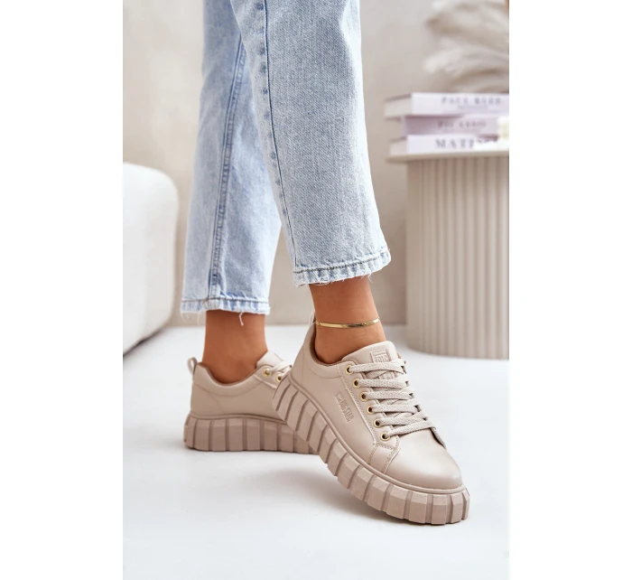 Ocieplane Sneakersy Damskie Big Star MM274618 Beżowe Ocieplane Sneakersy Damskie Big Star MM274618 Beżowe