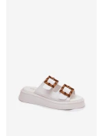 Eko Kožené Sandály Dámské Na Platformě S Přezkami Bílé model 21699634 - Boto Eko Kožené Sandály Dámské Na Platformě S Přezkami Bílé model 21699634 - Boto