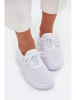 Materiałowe Wsuwane Buty Sportowe Na Platformie Damskie Białe Kalyra