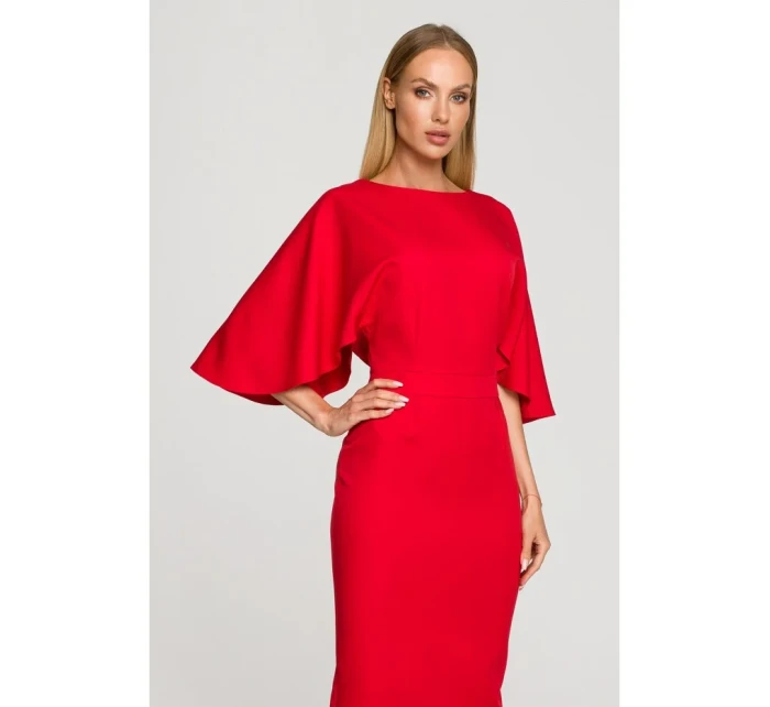 Plášťové šaty s rukávy červené model 18004279 - Moe