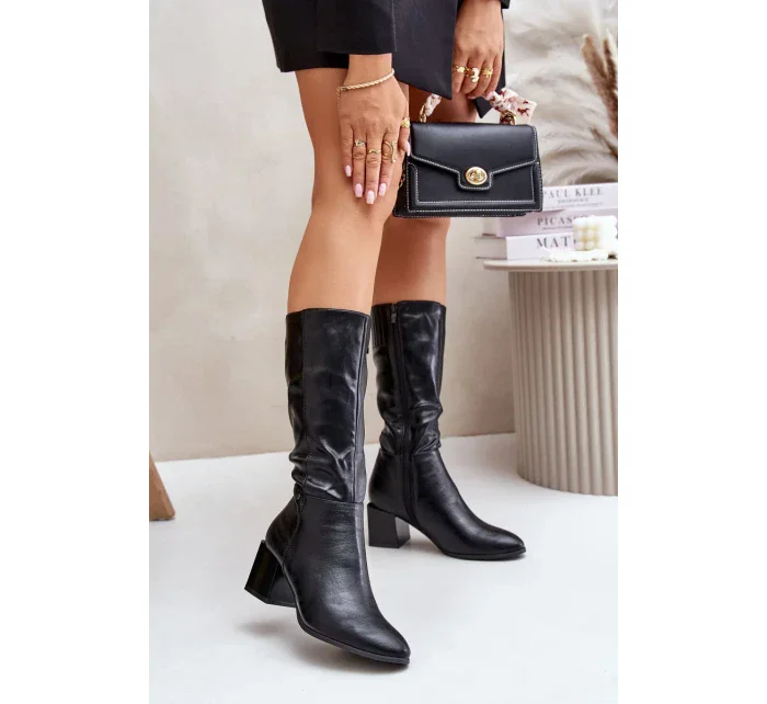 Čierne topánky Ellithira z eko kože na podpätku Čierne topánky Ellithira z eko kože na podpätku