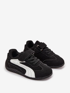 Detská športová obuv Perrin na suchý zips - čierno-biela