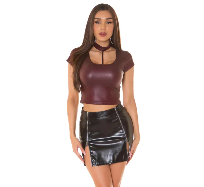 Sexi tričko Wet look 94901 fialové - KouCla