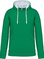 Kariban K 446 Mikina s kapucňou v kontrastných farbách 20.K446 light kelly green/white