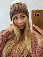 Fleecová čiapka Alice K248 cappuccino+ecru