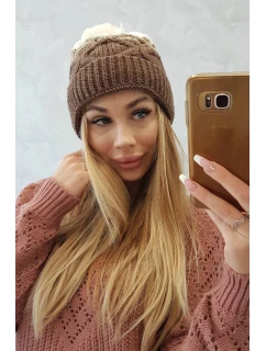 Fleecová čiapka Alice K248 cappuccino+ecru