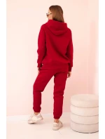 Dámska bavlnená súprava s potlačou, zateplená, bordová Dámska bavlnená súprava s potlačou, zateplená, bordová