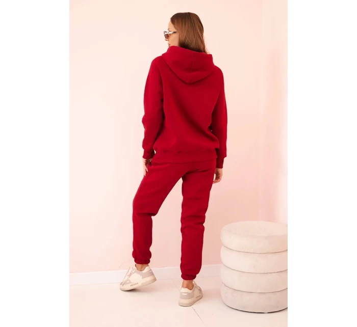 Dámska bavlnená súprava s potlačou, zateplená, bordová Dámska bavlnená súprava s potlačou, zateplená, bordová