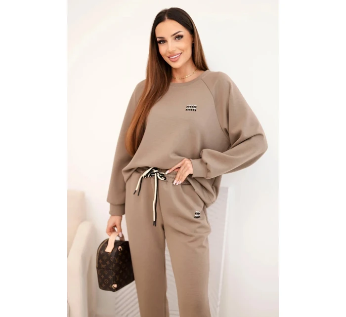 Dámska súprava z viskózy s mikinou a nohavicami fango Dámska súprava z viskózy s mikinou a nohavicami fango