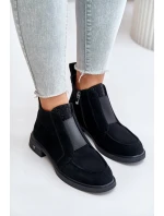 Semišové Nízké Boty Na Plochém Podpatku Zateplené D&A model 21674470 Černé - S.Barski Semišové Nízké Boty Na Plochém Podpatku Zateplené D&A model 21674470 Černé - S.Barski