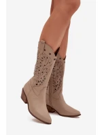 Kožené Kozačky S Svrškem Tmavě Béžové Zazoo model 21704060 - Boto