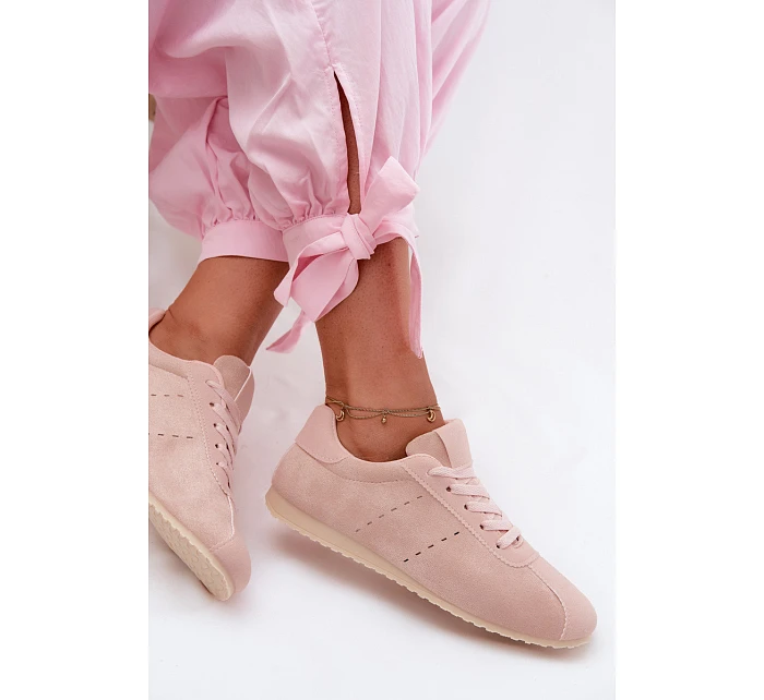 Dámské tenisky z eko semiše nízké růžové Melvelin