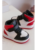 Vysoká detská športová obuv bielo-červená Teredite