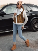 Dámská semišová vesta s ovčí kůží camel Dstreet model 21981586 - FashionStreet