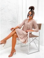 Béžové bodkované šaty s volánmi (706) Béžové bodkované šaty s volánmi (706)