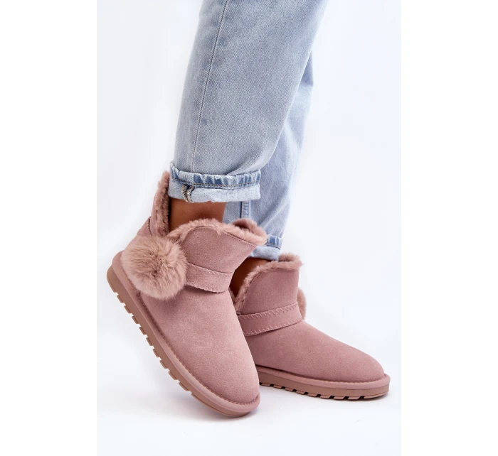 Zamszowe Śniegowce Damskie Z Wycięciami Różowe Eraclio Zamszowe Śniegowce Damskie Z Wycięciami Różowe Eraclio