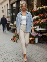 Dámska džínsová košeľová bunda modrá FashionStreet TY5600