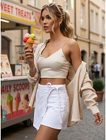 Dámska džínsová sukňa-šortky biela FashionStreet SY0500