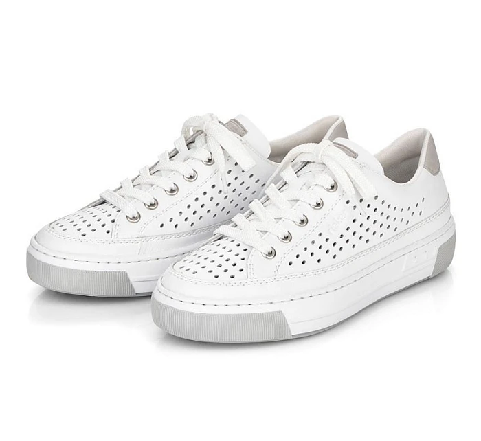 Rieker W RKR642 biele kožené ažurové topánky