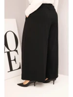 Dámské bavlněné kalhoty Plus Size s širokými nohavicemi a volným střihem černé Dámské bavlněné kalhoty Plus Size s širokými nohavicemi a volným střihem černé