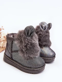 Dětské zimní boty s kožešinovou výplní a ušima šedé Betty