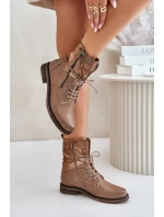 Botki Damskie Workery Ciemnobeżowe Perfecto