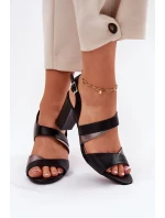 Dámské sandály na sloupku model 21694644 Černé - SERGIO LEONE