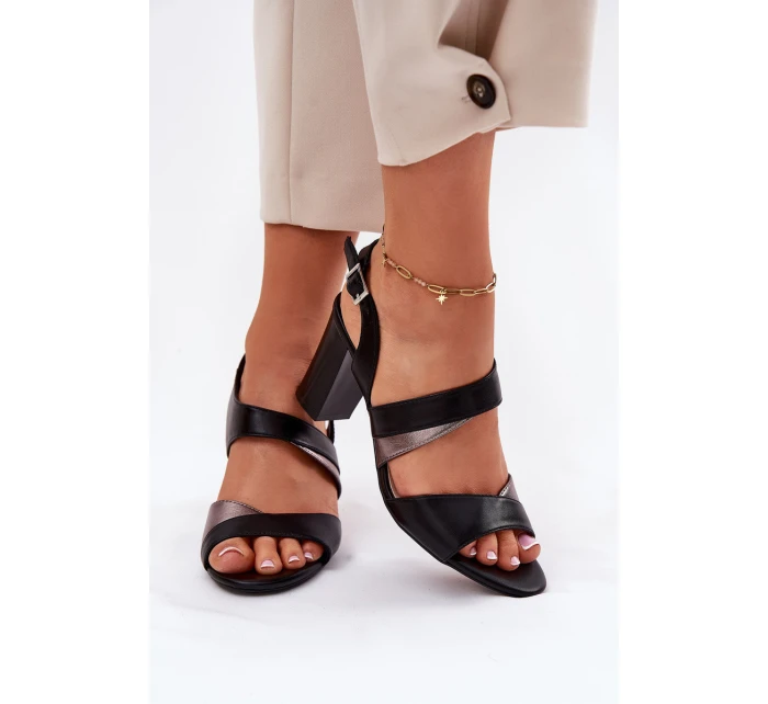 Dámské sandály na sloupku model 21694644 Černé - SERGIO LEONE