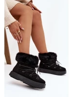 Sněhule s kožíškem a šněrováním Černé Sarivie Sněhule s kožíškem a šněrováním Černé Sarivie