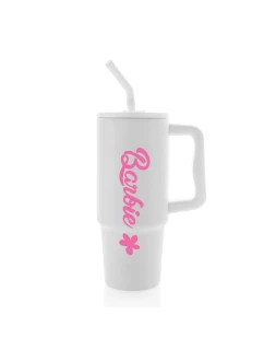 BARBIE - bílý  cestovní termohrnek 900 ml