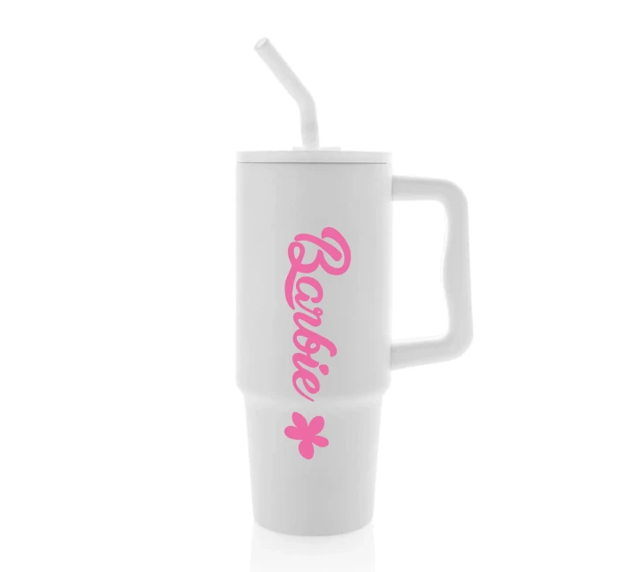 BARBIE - bílý  cestovní termohrnek 900 ml