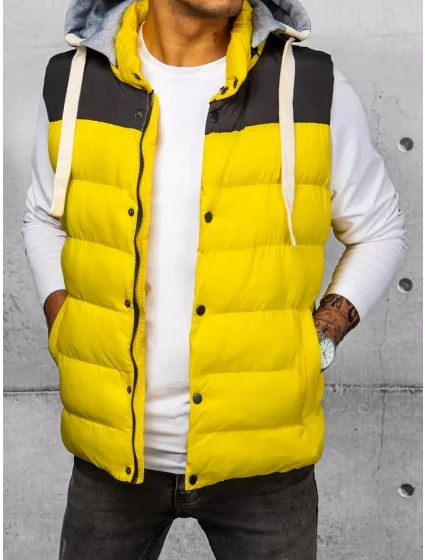 Pánská vesta s kapucí žlutá Dstreet model 21967492 - FashionStreet Pánská vesta s kapucí žlutá Dstreet model 21967492 - FashionStreet