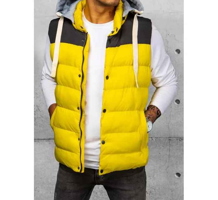 Pánská vesta s kapucí žlutá Dstreet model 21967492 - FashionStreet Pánská vesta s kapucí žlutá Dstreet model 21967492 - FashionStreet
