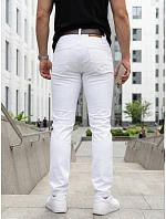 Pánske džínsy slim fit s opaskom biele FashionStreet UX4498 Pánske džínsy slim fit s opaskom biele FashionStreet UX4498
