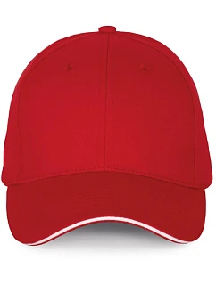 K-up KP 185 6-panelová sendvičová čiapka 20.0185 červená/biela