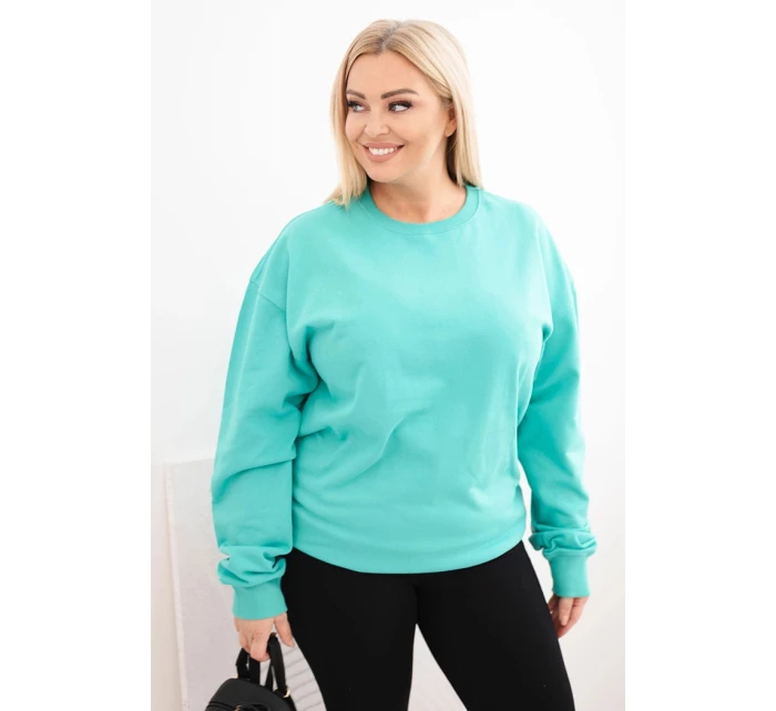 Dámske Plus veľkosť bavlnené základné kolo krku mikina Mint