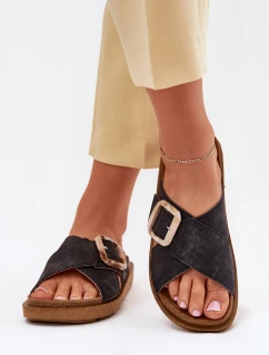 Klapki Damskie Z Klamrą Inblu ED000025 Czarne