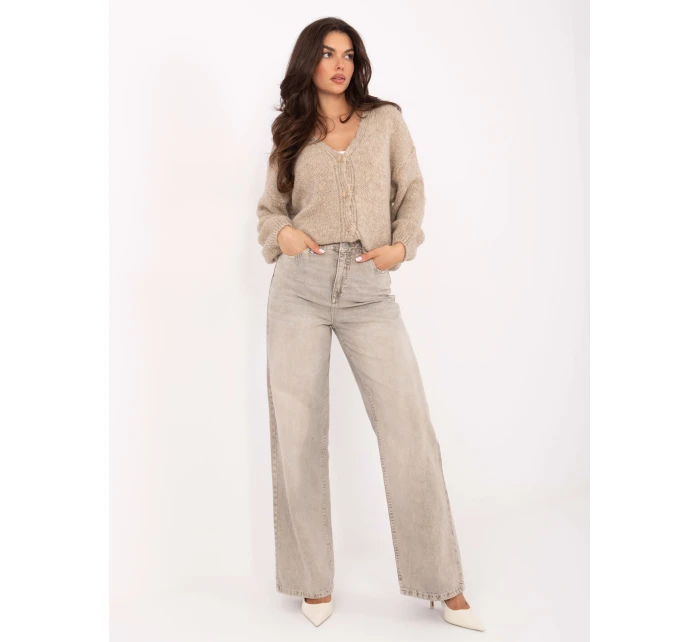 Nohavice D80028BB62487A2 sivo-béžové