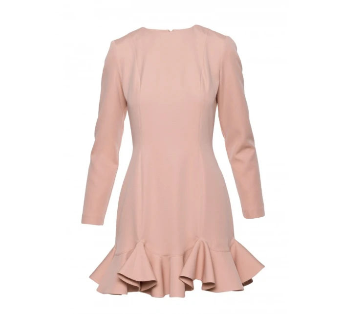 model 21296123 Šaty s volánkovým lemem béžové - Moe