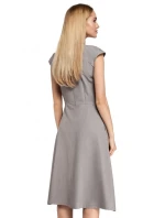 M296 Šaty s obrátenými záhybmi - ecru farba