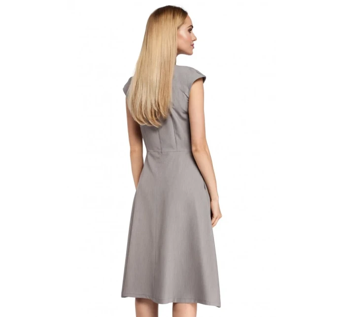 M296 Šaty s obrátenými záhybmi - ecru farba