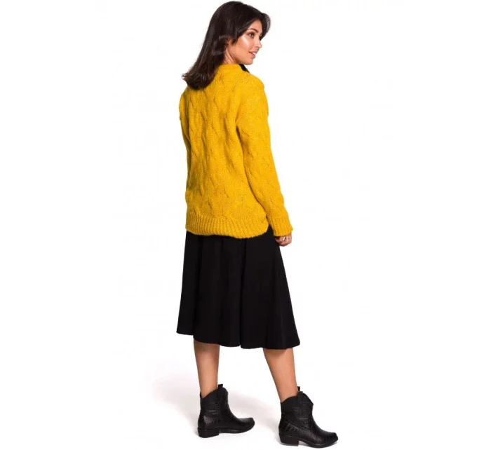 Dámský svetr model 19344948 Hořčicová - BeWear Dámský svetr model 19344948 Hořčicová - BeWear