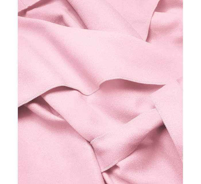Minimalistický dámsky kabát v púdrovo ružovej farbe (747ART)